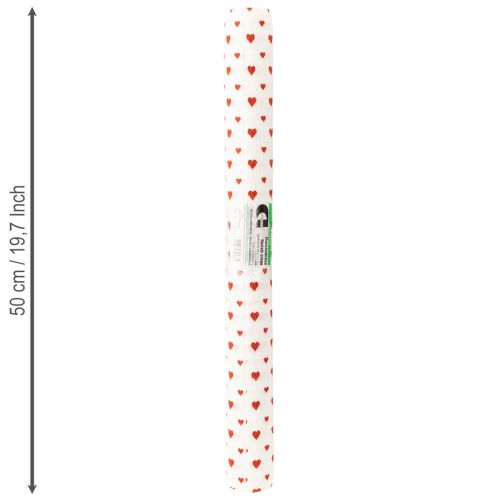 Produkt Biała krepa z sercami Kwiaciarnia Naleśnikowa Dzień Matki Czerwony, Biały 50×250cm