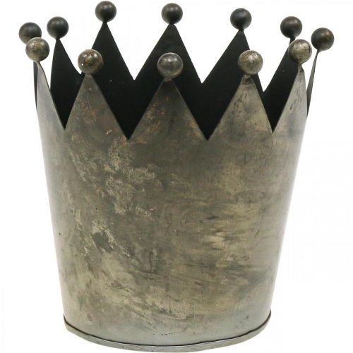 Floristik24 Dekoracyjna korona w stylu antycznym, szara metalowa dekoracja stołu Ø15cm W15cm
