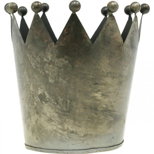 Produkt Dekoracyjna korona w stylu antycznym, szara metalowa dekoracja stołu Ø15cm W15cm