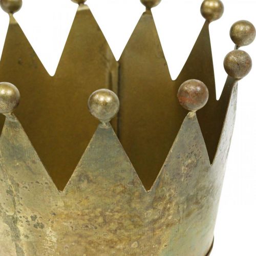 Floristik24 Dekoracyjna korona metalowa dekoracja stołu w stylu antycznego mosiądzu Ø14 cm W9 cm