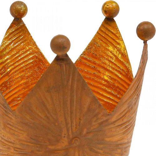 Floristik24 Świecznik na herbatę korona rdza złoty wygląd metalowa dekoracja wys.10cm