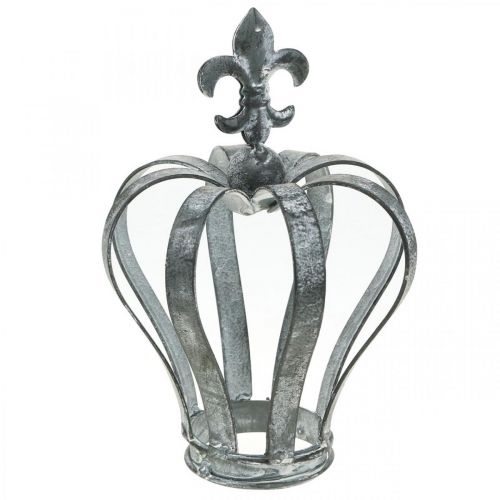 Floristik24 Ozdobna korona, dekoracja stołu, metalowa dekoracja srebrna, myta biel W16cm Ø11cm