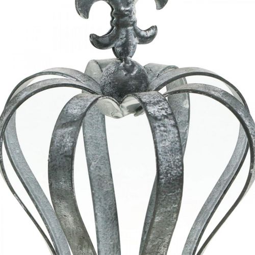 Floristik24 Ozdobna korona, dekoracja stołu, metalowa dekoracja srebrna, myta biel W16cm Ø11cm