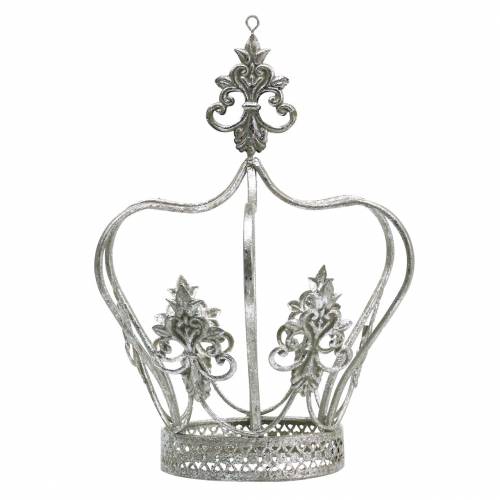 Floristik24 Deco Crown Silver Metal Ø17,3cm H22,5cm
