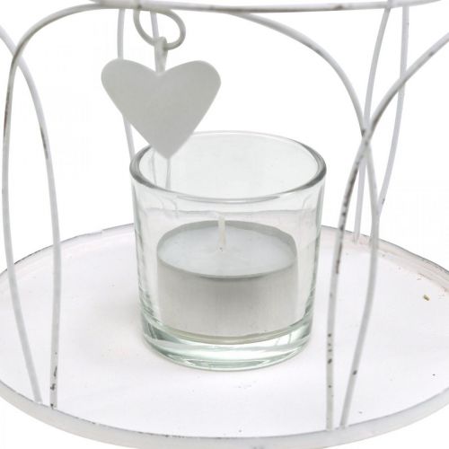 Produkt Korona z dekorem w kształcie serca, świecznik na tealighty, shabby chic biały Ø19cm W28,5cm