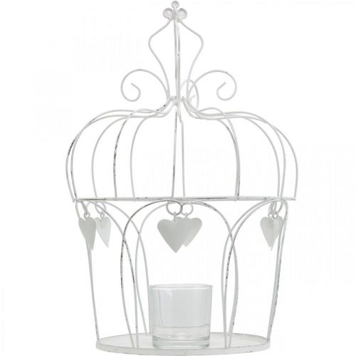 Produkt Korona z dekorem w kształcie serca, świecznik na tealighty, shabby chic biały Ø19cm W28,5cm