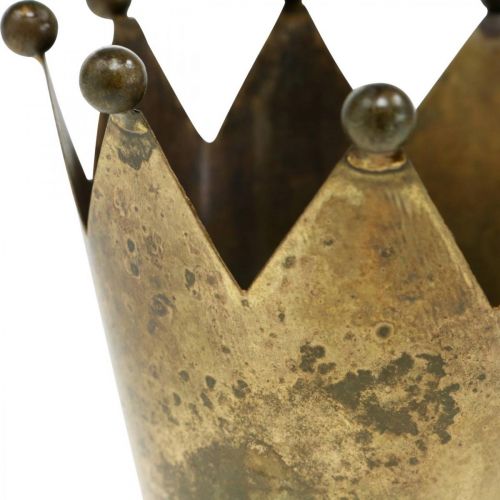 Floristik24 Metalowy, mosiężny świecznik na tealighty w kolorze antycznym Ø10cm W8cm