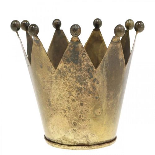 Produkt Świecznik w kształcie korony metalowy wygląd antycznego mosiądzu Ø12,5cm W11,5cm