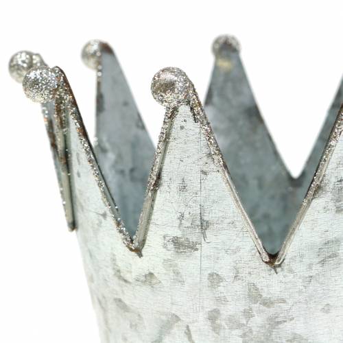Floristik24 Ozdobna korona doniczki metalowa srebrna Ø13,5 cm W11,5 cm 2 szt.