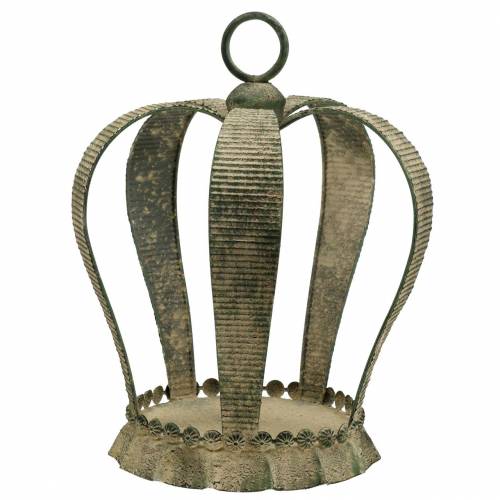 Floristik24 Korona dekoracyjna metal antyczny mech zielony, beżowy Ø28cm H36,5cm