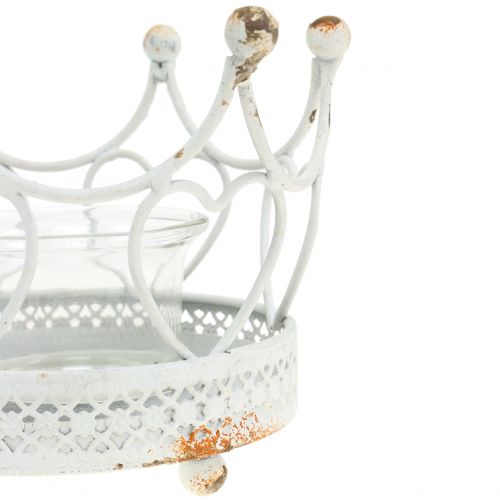 Floristik24 Podstawka na tealight Crown White Ø13cm H9,5cm