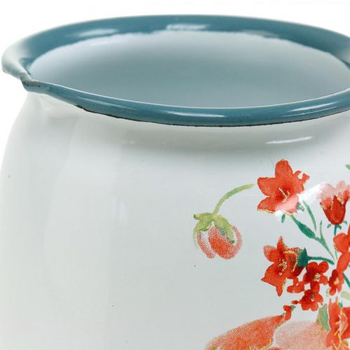 Floristik24 Deco Dzbanek z Dzikimi Różami, Dzbanek Emalia, Metalowy Wazon Vintage Look H12,5cm