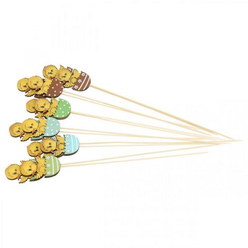 Produkt Dekoracja wielkanocna kurczaczek w jajku drewniana figura dekoracyjna na patyku Wielkanoc 7cm 12 szt