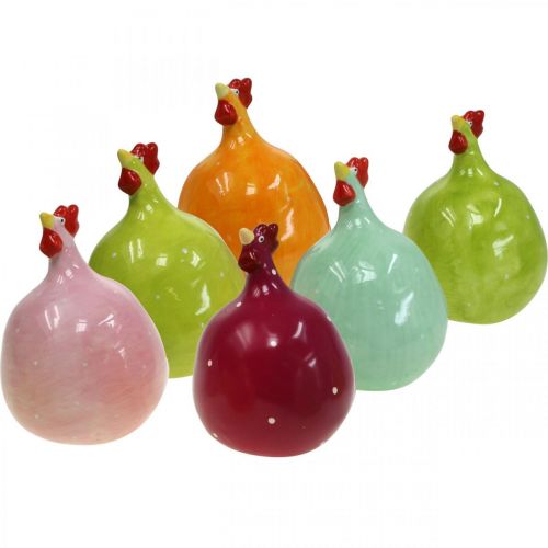 Dekoracyjny Kurczak Ceramiczny, Zabawny Kurczak Dekoracja Wielkanocna W10,5cm Mieszane 6szt