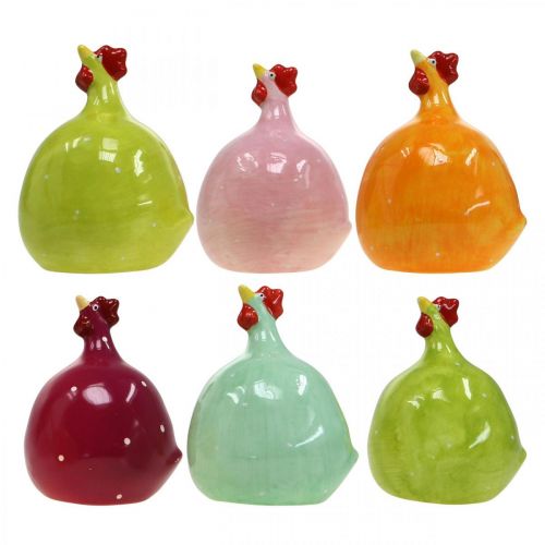 Floristik24 Dekoracyjny Kurczak Ceramiczny, Zabawny Kurczak Dekoracja Wielkanocna W10,5cm Mieszane 6szt