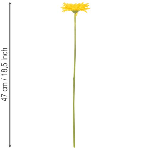 Sztuczne kwiaty gerbery, słoneczna żółć, kwiat ogrodowy, 47 cm, 6 sztuk | Floristik24.pl