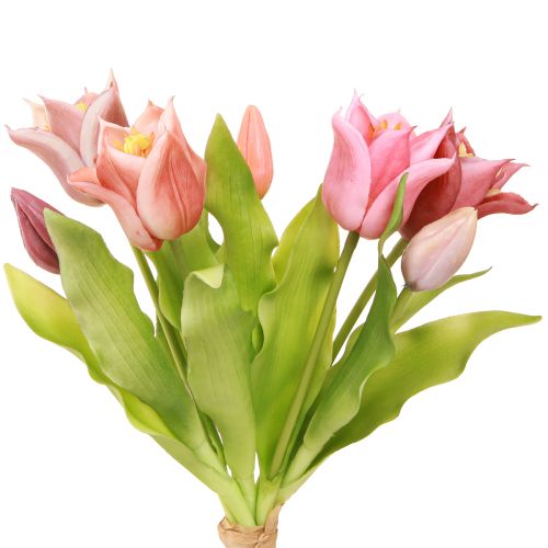 Sztuczne Kwiaty Tulipany Koronowe Fioletowo-Różowe 7 szt. w pęczku 34cm