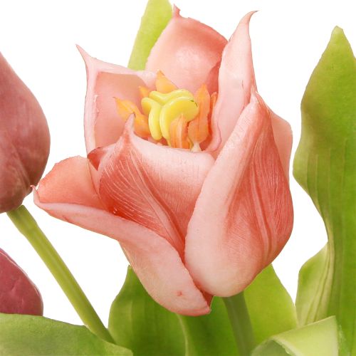 Produkt Sztuczne Kwiaty Tulipany Koronowe Fioletowo-Różowe 7 szt. w pęczku 34cm