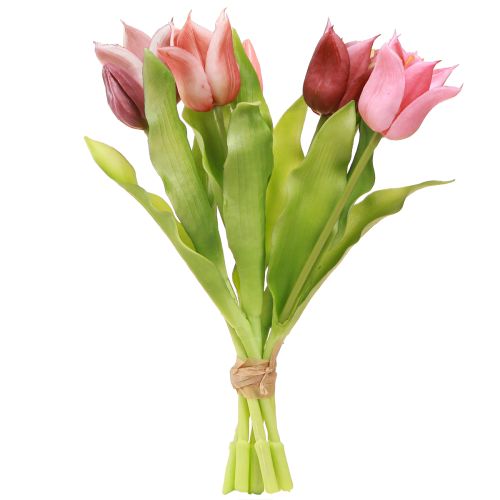 Produkt Sztuczne Kwiaty Tulipany Koronowe Fioletowo-Różowe 7 szt. w pęczku 34cm
