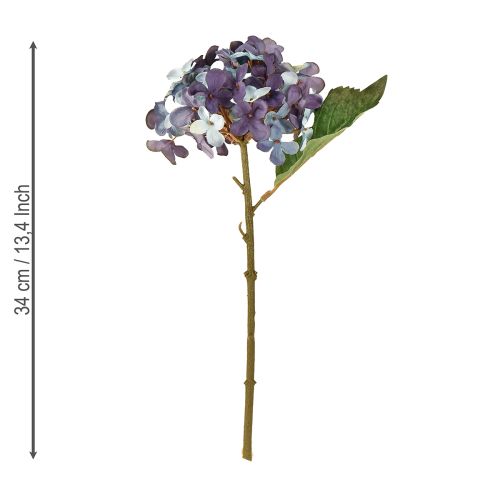 Produkt Sztuczna Hortensja Ozdoba Sztuczny Kwiat Niebiesko Fioletowy 34 cm 2 szt.