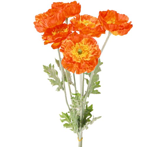 Floristik24 Sztuczne Maki Letnie Kwiaty Pomarańczowe Ø7cm D78cm 3szt