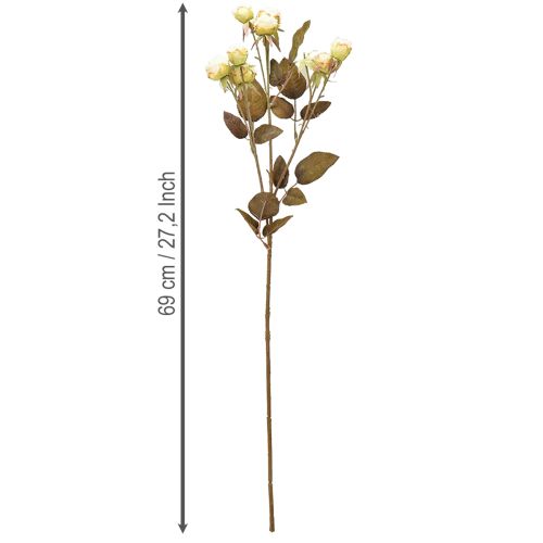 Produkt Sztuczne róże zwiędłe Drylook 9 płatków krem 69cm