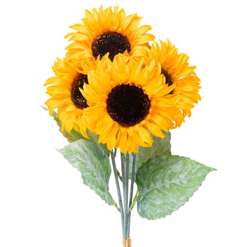 Floristik24 Sztuczna dekoracja słonecznika z liśćmi żółtymi 58cm 4 szt.