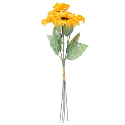 Produkt Sztuczna dekoracja słonecznika z liśćmi żółtymi 58cm 4 szt.