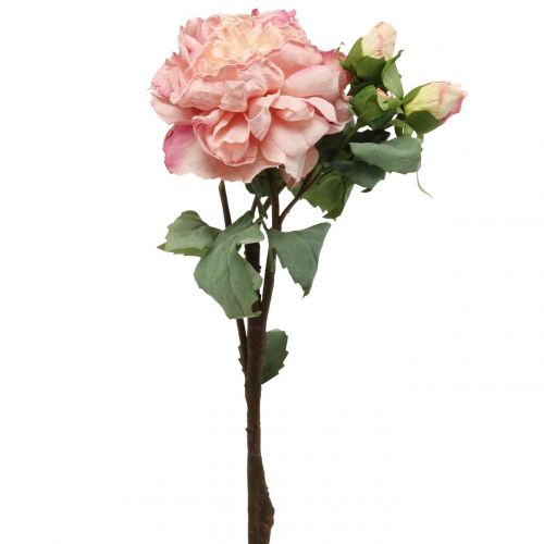 Floristik24 Sztuczne róże kwiatowe i pąki sztuczne różowe różowe 57cm