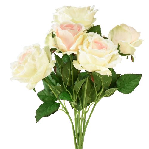 Floristik24 Sztuczne róże Sztuczny bukiet kwiatów Róże kremowo-różowe Pick 54cm
