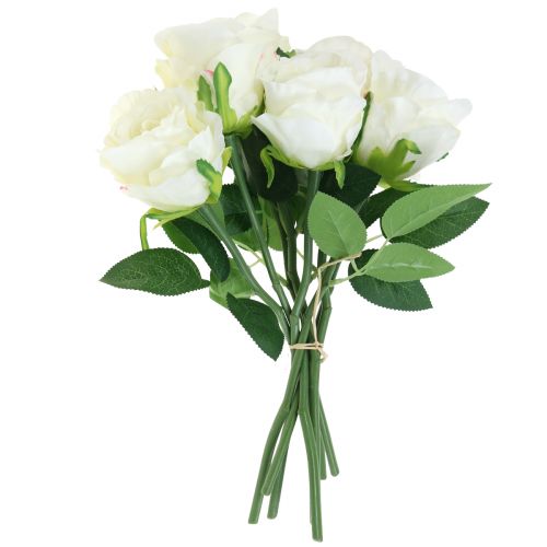 Sztuczne róże w pęczku białe 30cm 8 szt | Floristik24.pl