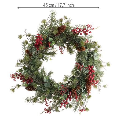 Produkt Sztuczny wianek adwentowy, czerwone jagody, wianek dekoracyjny Ø45cm