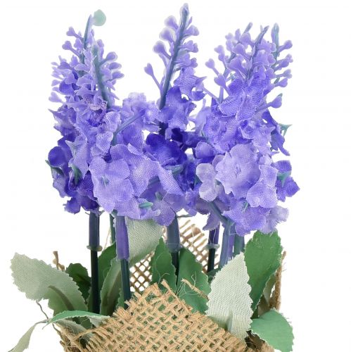 Floristik24 Sztuczna lawenda Sztuczny kwiat lawendy w worku jutowym biały/fioletowy/niebieski 17cm 5szt
