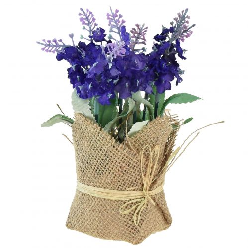 Produkt Sztuczna lawenda Sztuczny kwiat lawendy w worku jutowym biały/fioletowy/niebieski 17cm 5szt
