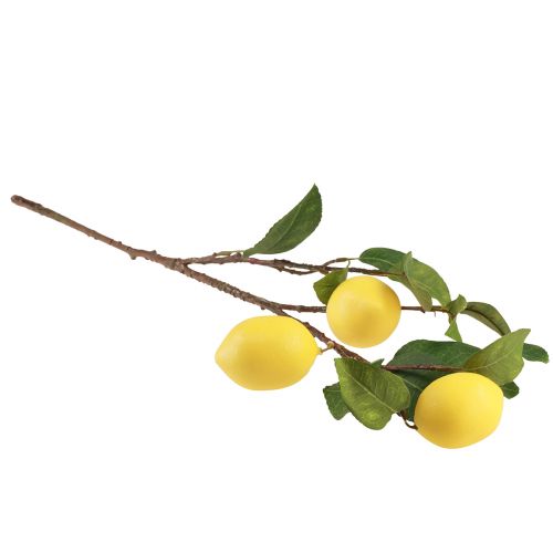 Produkt Sztuczna gałązka cytryny Gałązka dekoracyjna z 3 żółtymi cytrynami 65cm