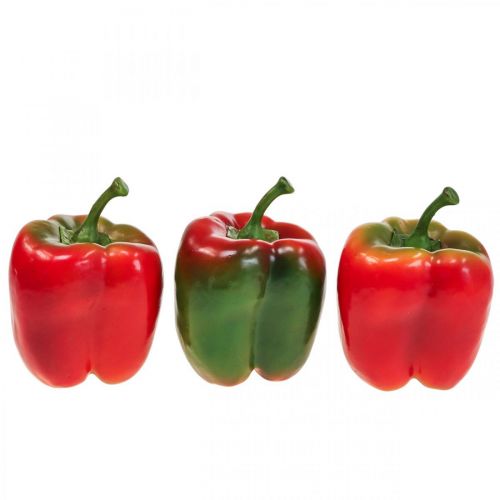 Produkt Dekoracja warzywna sztuczna papryka czerwona zielona Ø 8 cm wys. 13 cm