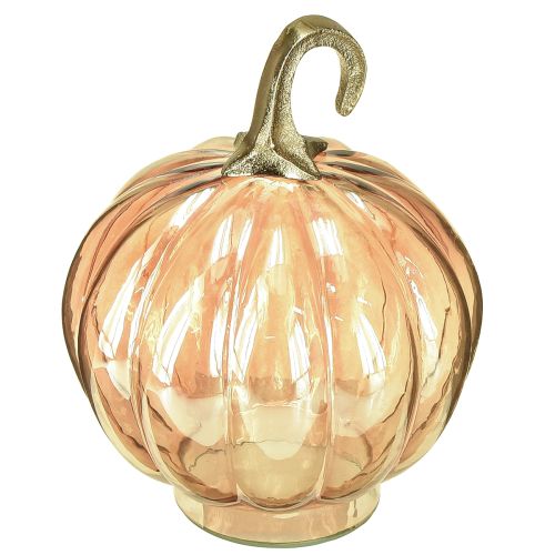 Floristik24 Szklana dekoracja dyniowa, szklana dekoracja stołu w kształcie dyni, pomarańczowa, Ø14cm, wys.18cm