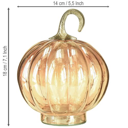 Produkt Szklana dekoracja dyniowa, szklana dekoracja stołu w kształcie dyni, pomarańczowa, Ø14cm, wys.18cm