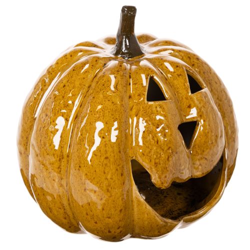 Ceramiczna dynia z twarzą, dekoracja LED, Halloween, 19 cm