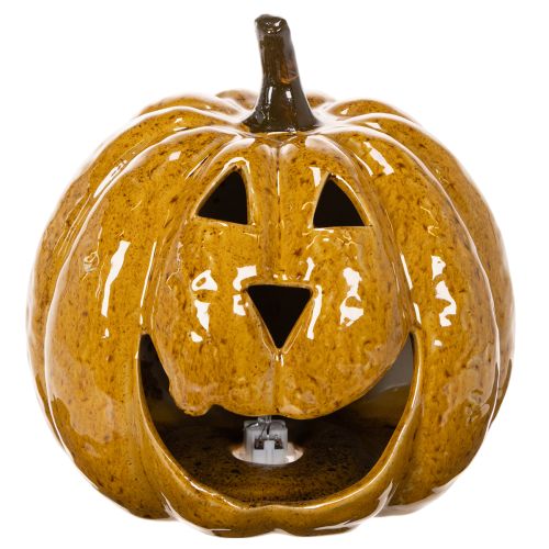 Ceramiczna dynia z twarzą, dekoracja LED, Halloween, 19 cm | Floristik24.pl