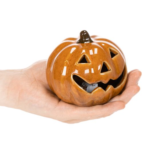 Ceramiczna dynia LED, dekoracja na Halloween, mała, 10 cm | Floristik24.pl