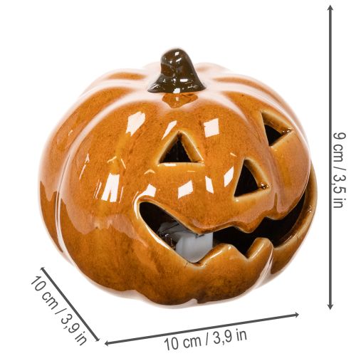 Ceramiczna dynia LED, dekoracja na Halloween, mała, 10 cm | Floristik24.pl