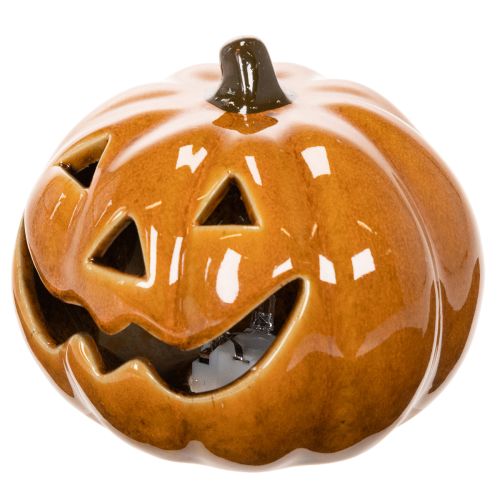 Ceramiczna dynia LED, dekoracja na Halloween, mała, 10 cm | Floristik24.pl