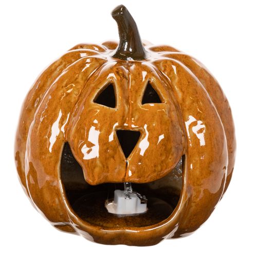 Ceramiczna dynia na Halloween, dekoracja LED 15 cm | Floristik24.pl