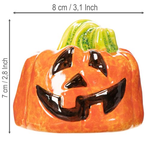 Dekoracyjna ceramiczna figurka dyni na jesień i Halloween, 8 cm | Floristik24.pl
