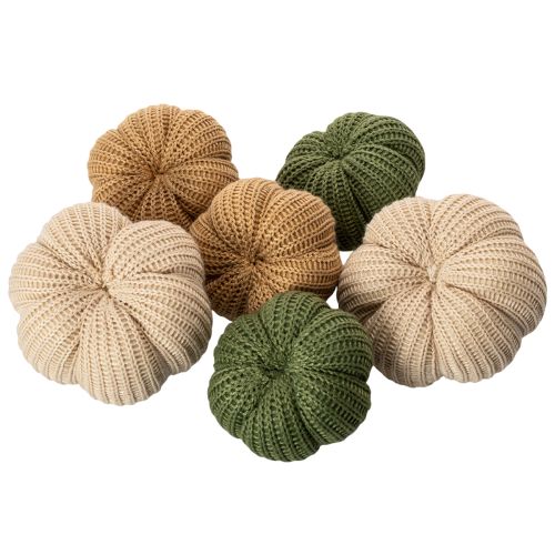 Dekoracyjne dzianinowe dynie, dekoracja jesienna, 10 cm, 6 sztuk | Floristik24.pl