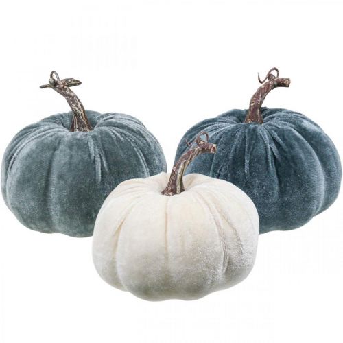 Produkt Dekoracja dyniowa jesienna beżowa szara flokowana W11cm Ø12cm 3 szt