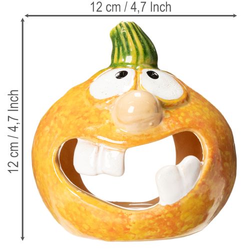 Dekoracyjna figurka dyni i świecznik, zabawna buźka, jesienna dekoracja, 12 cm, 2 sztuki | Floristik24.pl