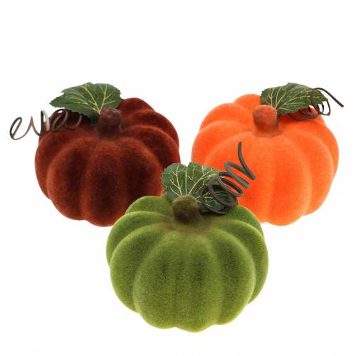 Floristik24 Mini dynia flokowana pomarańczowa, zielona, czerwona Ø9cm 6 szt