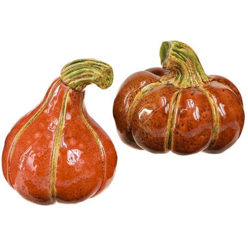 Dynie ceramiczne dekoracja jesienna brązowo-pomarańczowa 10/13cm 2 szt.